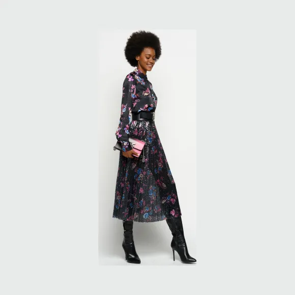 品高/Pinko 浅蓝色 MONTARE印花褶皱半身裙 1G14J8Y5PEZEA