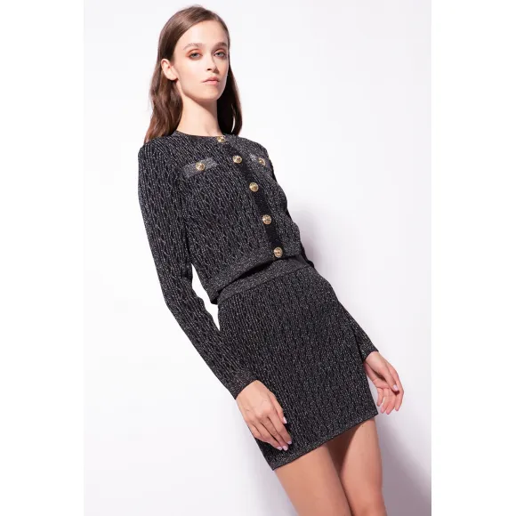 品蔻/Pinko 金银线细罗纹短款开衫 1G180VA02NZI1