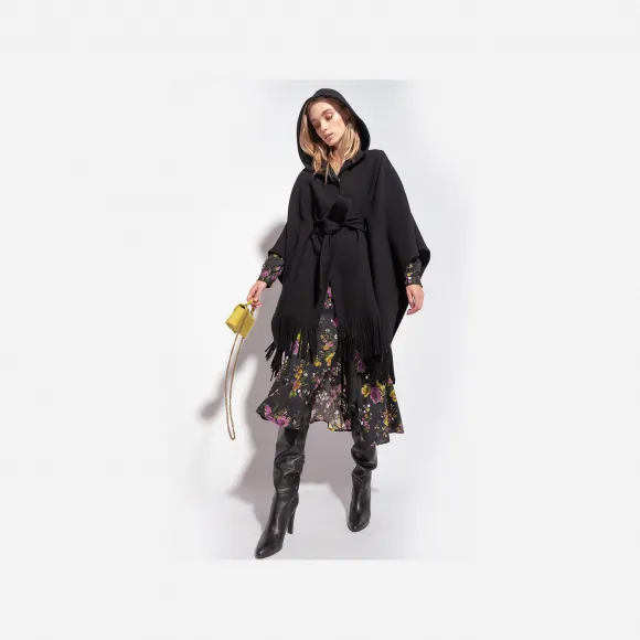 品蔻/Pinko 流苏装饰连帽斗篷 1G18CBY7DYZ99