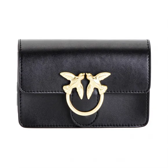 品高/Pinko LIMOUSINE BLACK 宝宝喜欢简单的丝质小牛皮链条+肩带单肩包 1P21EEY5FFZ99