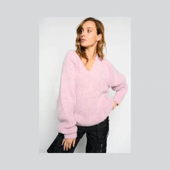 品高/Pinko 淡紫粉红色 FRAXINUS平针织多针奇幻纱套头衫 1Q1016Z952P09