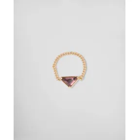 普拉达/Prada Eternal Gold 紫水晶装饰黄K金链环戒指 1JA111-2FLF-F02BM