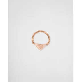 普拉达/Prada Eternal Gold 钻石装饰粉K金链环戒指 1JA114-2FPD-F02Z2