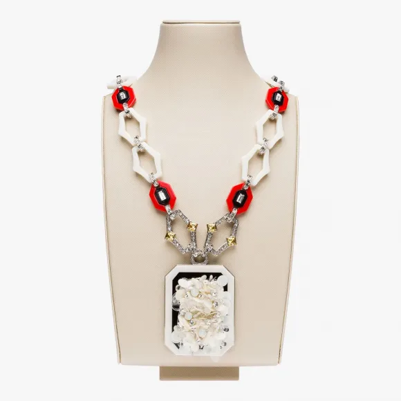 普拉达/Prada 象牙色+红色  项链 1JC110 2BGI F059I