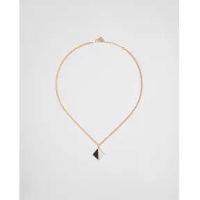 普拉达/Prada Eternal Gold 钻石和缟玛瑙装饰黄K金吊坠项链 1JC944-2FPA-F024T