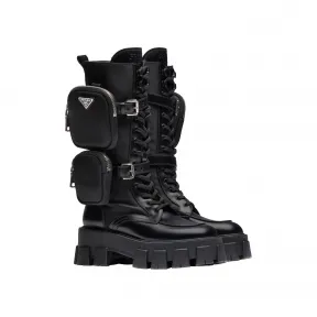 普拉达/Prada Monolith亮面皮革和尼龙长靴 1W257M-3LFR-F0002-F-B055
