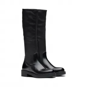 普拉达/Prada 亮面皮革和弹力软羊革靴 1W350M-AAN-F0002