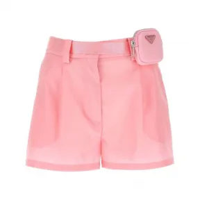 普拉达/Prada 红色 三角徽标拉丝皮革翻盖 Cleobag 小号 1BD316VHOOZO6-F02SB