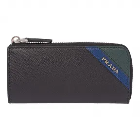 普拉达/Prada 黑色+矢车菊蓝色+翡翠绿  钥匙包 2PP058 2EGO F0575