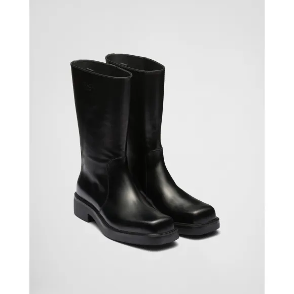 普拉达/Prada 亮面皮革烟筒靴 2UG004-B4L-F0002