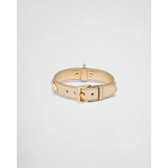 普拉达/Prada 铆钉装饰亮面皮革宠物项圈 2YC022-ZO6-F0522