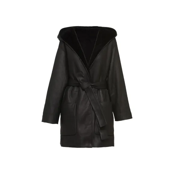 普拉达/Prada 可双面穿羊皮毛卡班外套 56981M-1XAN-F0002