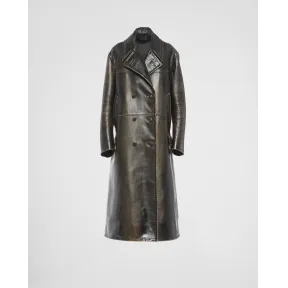 普拉达/Prada 双排扣皮革大衣 56A025-10YT-F0002