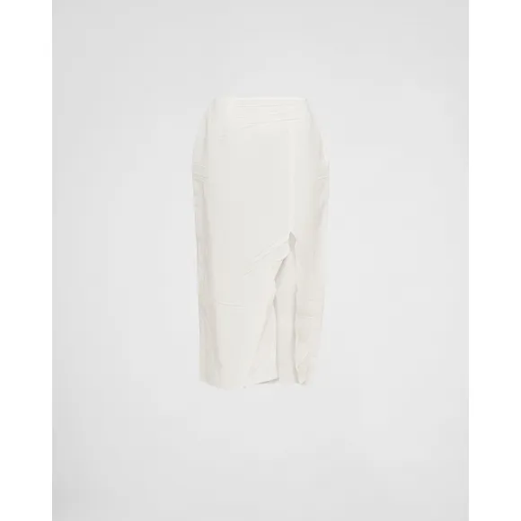 普拉达/Prada 纸基科技面料中长半身裙 P182VG-1247-F0018