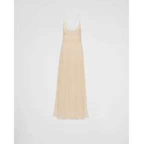 普拉达/Prada 百褶薄纱长连衣裙 P3H98R-11I7-F0304