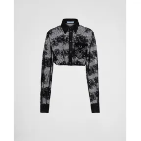 普拉达/Prada 刺绣香奈儿蕾丝衬衫 P447FR-12DN-F0002