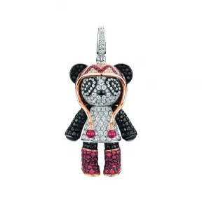 麒麟/qeelin Guimi Bo Bo 18K 白金及玫瑰金钻石、黑钻石、红玛瑙、粉红蓝宝石及红玛瑙吊坠 全球限量发售 BBC-010-PD-GUIMI