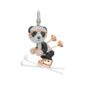 麒麟/qeelin Ski Bo Bo 18K白金、玫瑰金及钻石吊坠 (大) BBC-010-PD-SKI