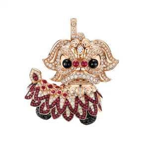 麒麟/qeelin Xi Xi 18K玫瑰金钻石、黑钻石、红宝石及缟玛瑙吊坠 XX-003-FPPD-RGDBDRU