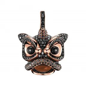 麒麟/qeelin Xi Xi 18K玫瑰金黑钻石及缟玛瑙吊坠 (大) XX-010-PD-RGBD