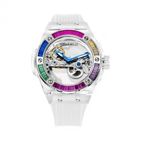 罗米/Ronald Mille 无色水晶外壳 43mm 全自动定制机械机芯 男表 R6201W-C-W