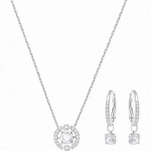 施华洛世奇/Swarovski 套装 Sparkling Dance Round 套装, 小码, 白色, 镀白金色 527901