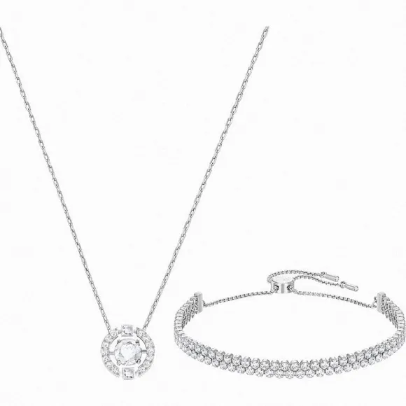 施华洛世奇/Swarovski 套装 Sparkling Dance 套装, 中码, 白色, 镀白金色 5291059