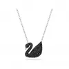 施华洛世奇/Swarovski Swarovski Iconic Swan 链坠  天鹅  小码  黑色  镀铑 5347329