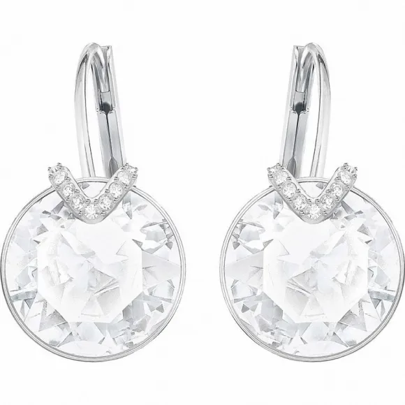 施华洛世奇/Swarovski 耳饰 Bella V 穿孔耳环, 大码, 白色, 镀白金色 5370854