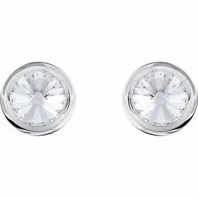 施华洛世奇/Swarovski Round 袖扣, 白色, 不锈钢 5440319