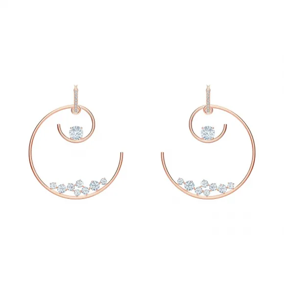 施华洛世奇/Swarovski North 穿孔耳环, 白色, 镀玫瑰金色调 5493391