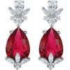 施华洛世奇/Swarovski Louison 水滴形耳环, 红色, 镀铑 5495078