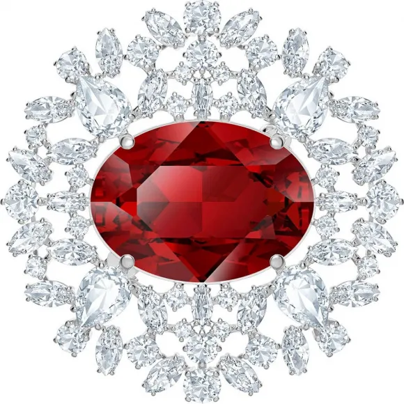 施华洛世奇/Swarovski Louison 胸针, 红色, 镀铑 5495263