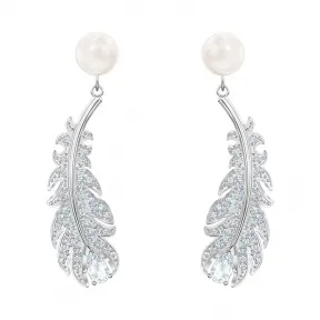 施华洛世奇/Swarovski Nice 穿孔耳环, 白色, 镀铑 5496052