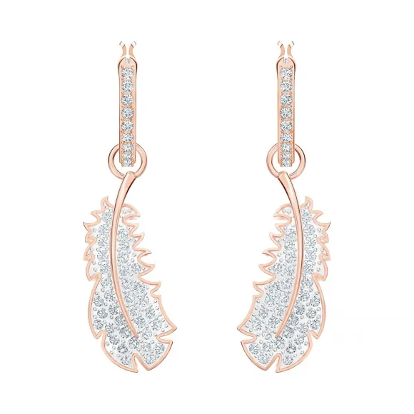 施华洛世奇/Swarovski Naughty 穿孔耳环, 白色, 镀玫瑰金色调 5497872