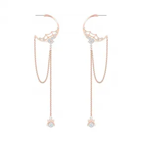 施华洛世奇/Swarovski Precisely 穿孔耳环, 白色, 镀玫瑰金色调 5499888