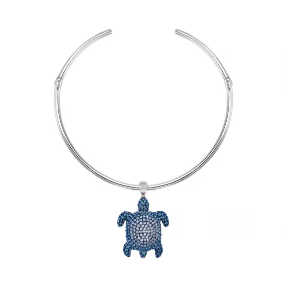 施华洛世奇/Swarovski 蓝色 镀铑,镀钯 项圈 Mustique Sea Life Turtle 项圈 5533759