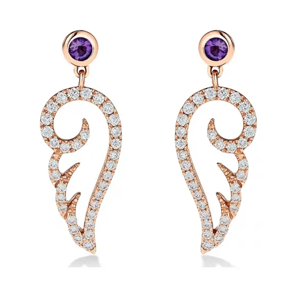 施华洛世奇/Swarovski 星愿之翼18K玫瑰金紫晶钻石耳环 5538165
