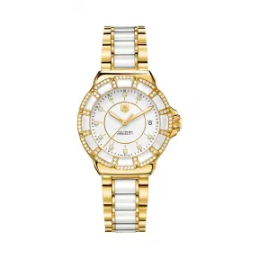 豪雅/TAG Heuer F1系列 石英机芯 不锈钢镀金镶钻陶瓷 女表 WAH1222.BB0866