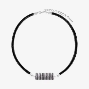  机械齿轮皮绳项链 ACCTJ1-SILVER