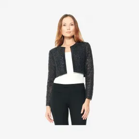  金属股线蕾丝长袖披肩 APV15103JH-BLACK