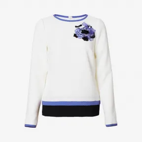  花朵装饰撞色上衣 ATD16186H-BV-BK