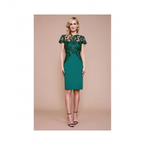  珠片蕾丝氯丁拼接连衣裙 BMJ19963MH