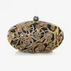  金属蕾丝齿轮装饰椭圆形手包 CL04AQGB-GD-BK