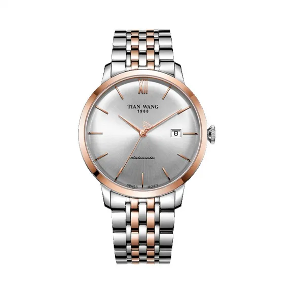 天王/Tianwang 不锈钢表壳，不锈钢圈口全电玫瑰金，不锈钢把的，不锈钢螺丝底盖  MI·X系列 自动机械 男表 GS51014TP.D.TP.S