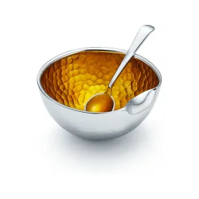 蒂芙尼/Tiffany Elsa Peretti®系列纯银拇指指纹碗，黄色搪瓷装饰内饰