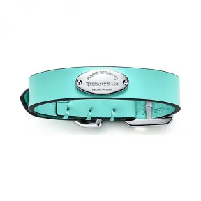 蒂芙尼/Tiffany Tiffany Blue® 蒂芙尼蓝色皮革宠物项圈，特小号。