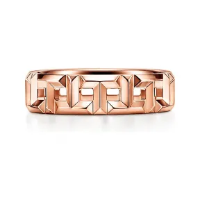 蒂芙尼/Tiffany Tiffany T 系列 18K 玫瑰金 True 宽式戒指，5.5 毫米宽。