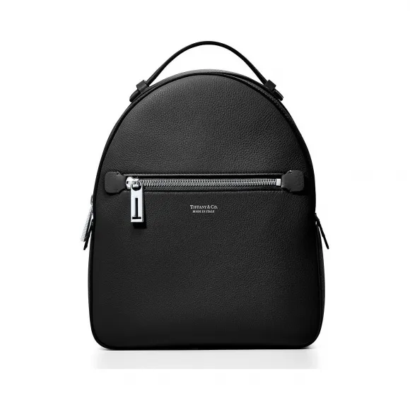 蒂芙尼/Tiffany 黑色粒面小牛皮双肩包。