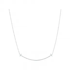 蒂芙尼/Tiffany Tiffany T Smile 白金镶钻石大号链坠 63822027